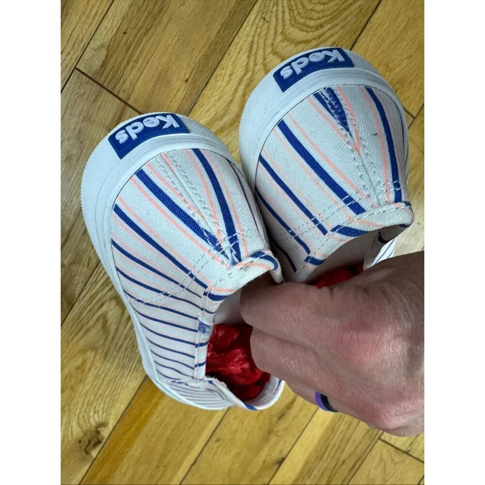 New Keds White Striped Canvas Tennis Shoes Size 9